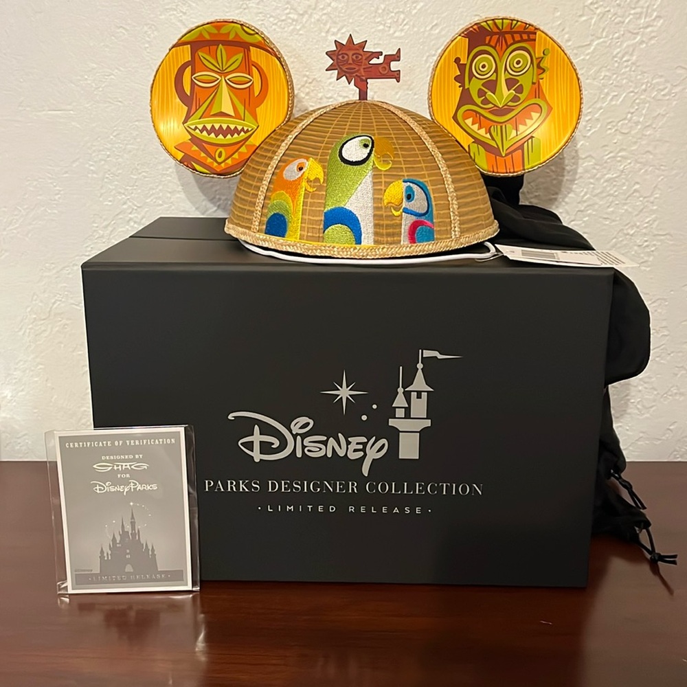 Disney Parks Designer Collection SHAG Enchanted Tiki room Mickey Ears Hat New